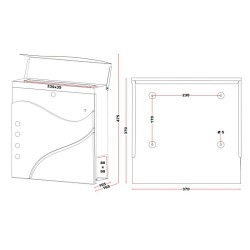 Seinäpostilaatikko V31 valkoinen 370 x 105 x 370 mm, lukittava, sanomalehtiteline, tarkistusikkunat, teräs