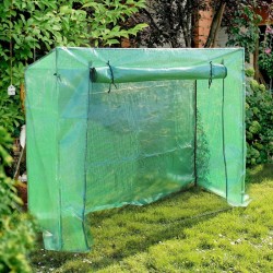 Kasvihuone 200 x 77 x 169 cm, PE-verkkokangas, vihreä, vetoketjullinen ovi