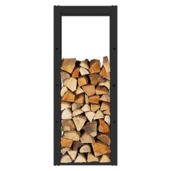 Toboli Polttopuuteline sisä- ja ulkokäyttöön, 100 x 25 x 40 cm, musta, jauhemaalattu teräs, 100 kg