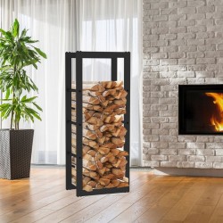 Toboli Polttopuuteline sisä- ja ulkokäyttöön, 100 x 25 x 40 cm, musta, jauhemaalattu teräs, 100 kg