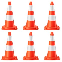 Liikennekartiot 50 cm 6 kpl oranssi PVC heijastavat nauhat