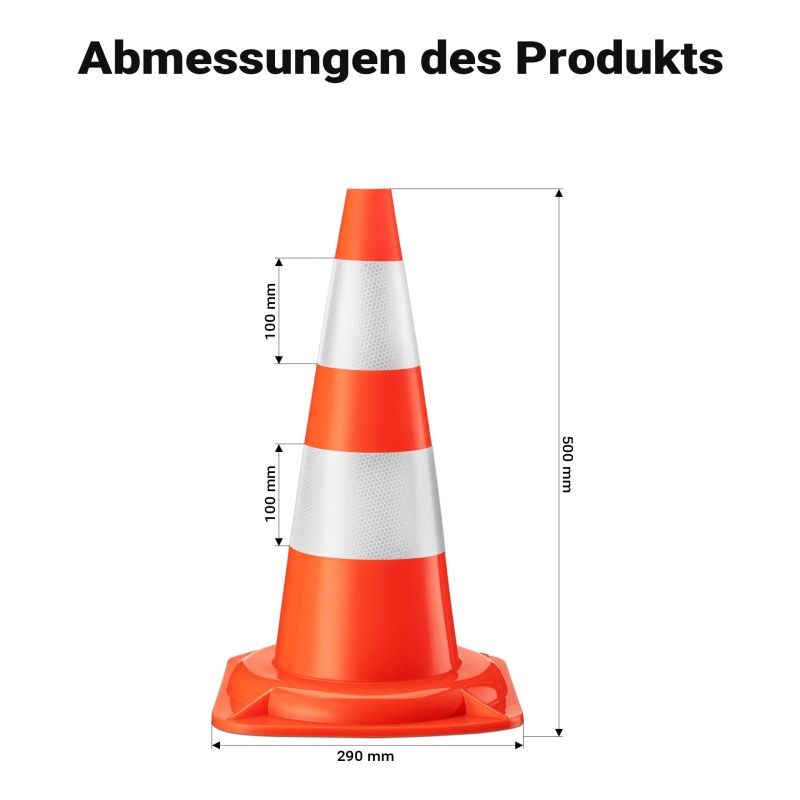 Liikennekartiot 50 cm, 6 kpl, oranssi PVC, heijastavat nauhat
