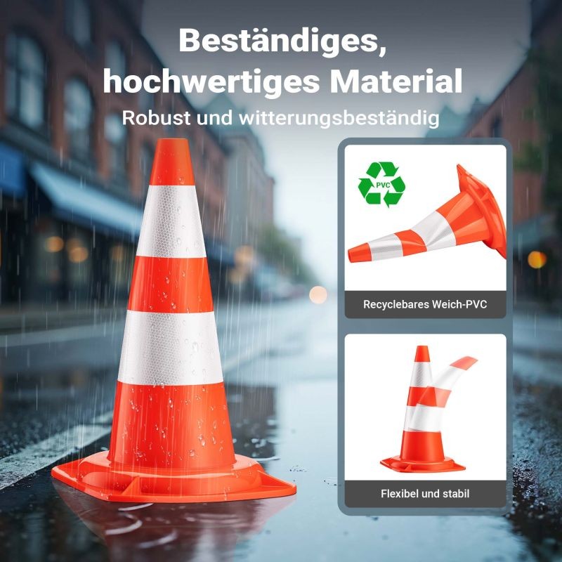 Liikennekartiot 50 cm, 6 kpl, oranssi PVC, heijastavat nauhat