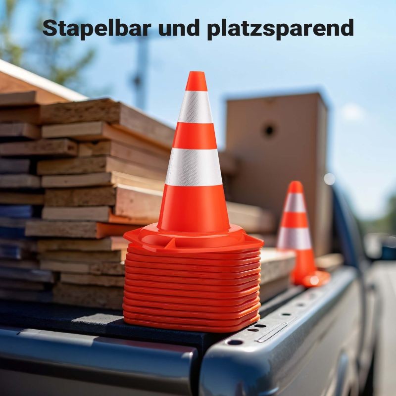 Liikennekartiot 50 cm, 6 kpl, oranssi PVC, heijastavat nauhat