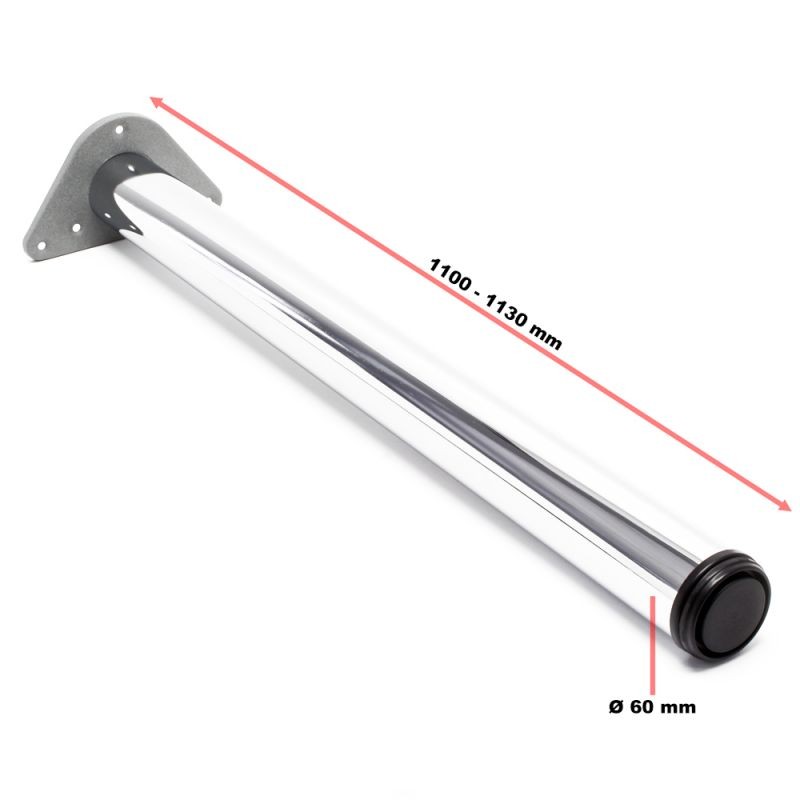 Pöydänjalat ruostumaton teräs, 4 kpl, säädettävä, Ø 60 mm, 1100 mm, kromi