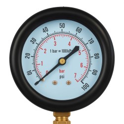 Kompressiomittari bensiinimoottoreille, M14 ja M18 adapterit, 10, 12 ja 14 mm, kantolaukku