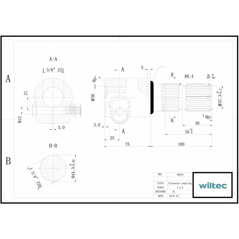 Voimanottoakselin adapteriholkki 175 mm 21 uraa / 20 hammasta AISI 1045 teräs