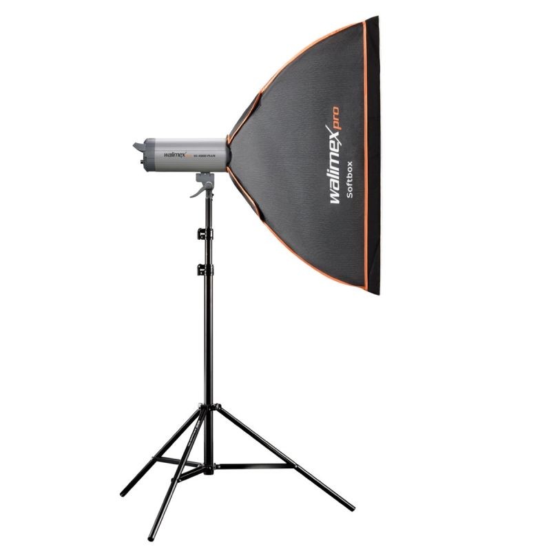 Walimex pro Softbox Orange Line 90 x 90 cm, musta, 360° käännettävä, sisältää diffuusorit ja kuljetuslaukun
