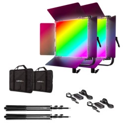Walimex pro LED Rainbow 50W RGBWW studiopaketti 2 valaisinta ja 2 valojalkaa