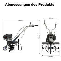 Bensiinikäyttöinen puutarhajyrsin, työleveys 60 cm, 144 ccm, 6 terää, Euro 5