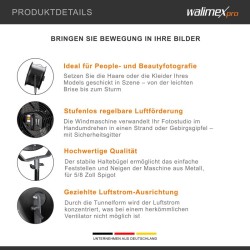 Walimex pro Windmaschine 500 tuulikone studio-kuvaukseen, säädettävä ilmavirta