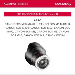 Samyang 12mm F2 0 Laajakulmaobjektiivi Canon EF M APS C manuaalinen tarkennus musta