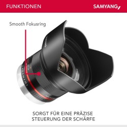 Samyang 12mm F2.0 Laajakulmaobjektiivi Canon EF-M APS-C, manuaalinen tarkennus, musta