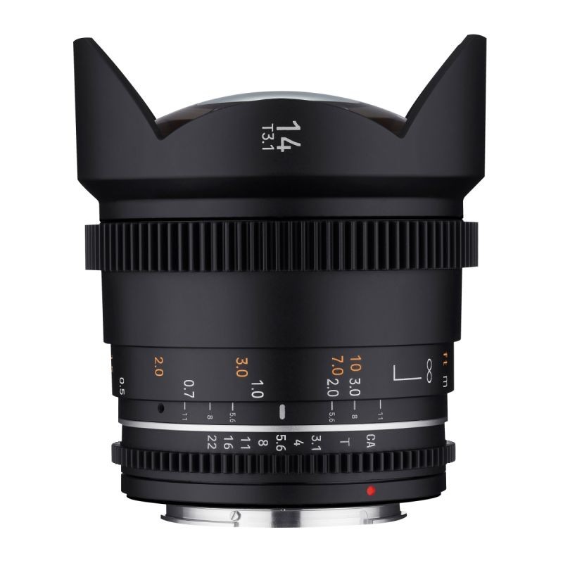 Samyang MF 14mm T3,1 VDSLR MK2 laajakulmainen videolinssi Canon EF
