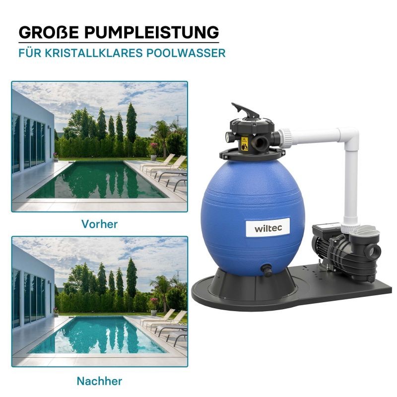 Hiekkasuodatinjärjestelmä uima-altaalle 550 W, 38 l suodatinsäiliö ja itseimevä pumppu 18 000 l/h