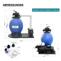 Hiekkasuodatinjärjestelmä uima-altaalle 550 W, 38 l suodatinsäiliö ja itseimevä pumppu 18 000 l/h