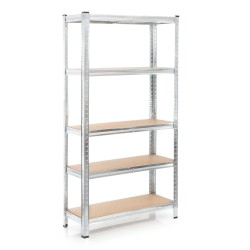 Kuormahylly 90x45x180 cm 5 hyllytasoa kantavuus 875 kg sinkitty teräs ja MDF hopea