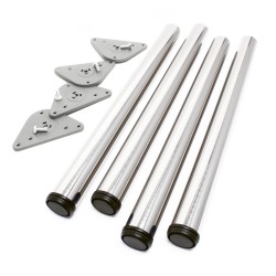 Pöydänjalkasarja 4 kpl, teräs, säädettävä, Ø 60 mm, 1100 mm, nikkeli