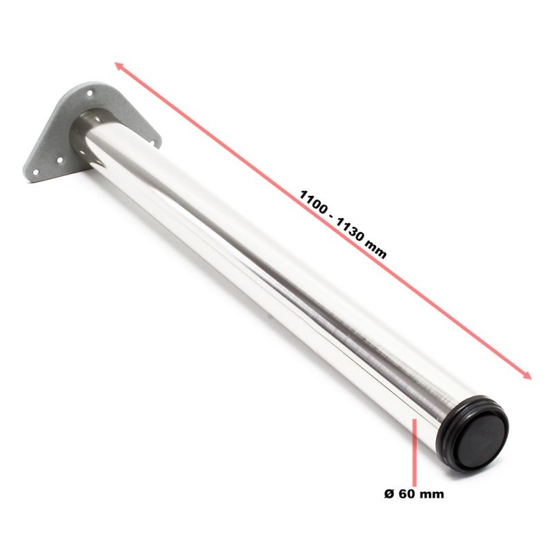 Pöydänjalkasarja 4 kpl, teräs, säädettävä, Ø 60 mm, 1100 mm, nikkeli