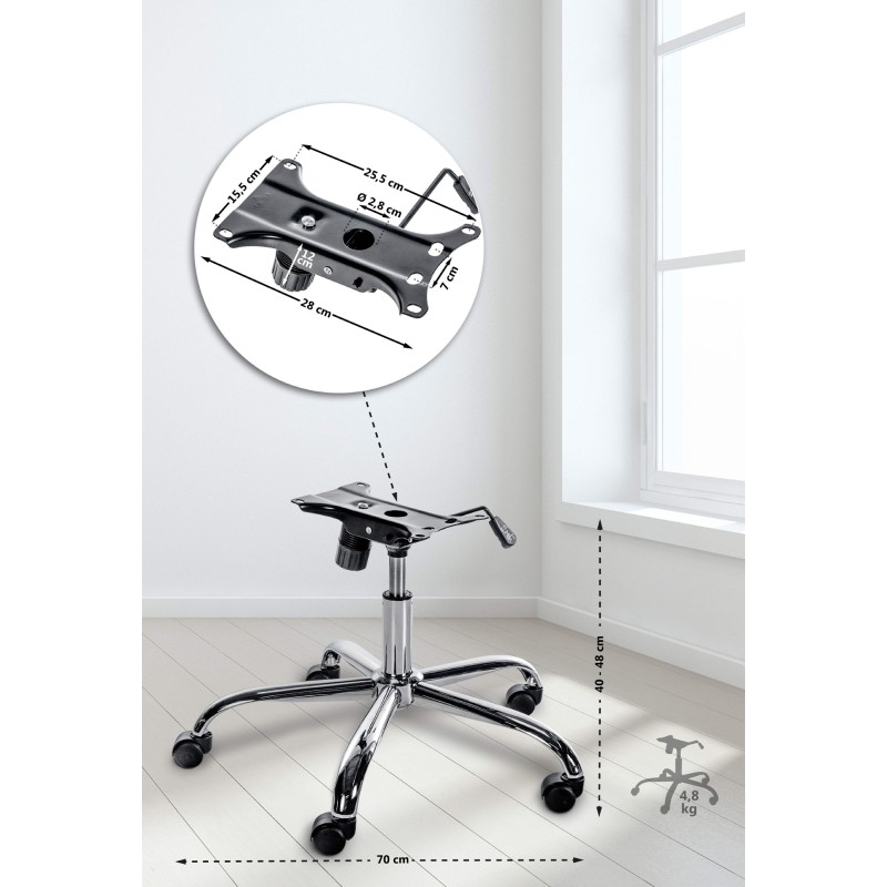 Säädettävä toimistotuolin runko pyörillä ja keinumekanismilla