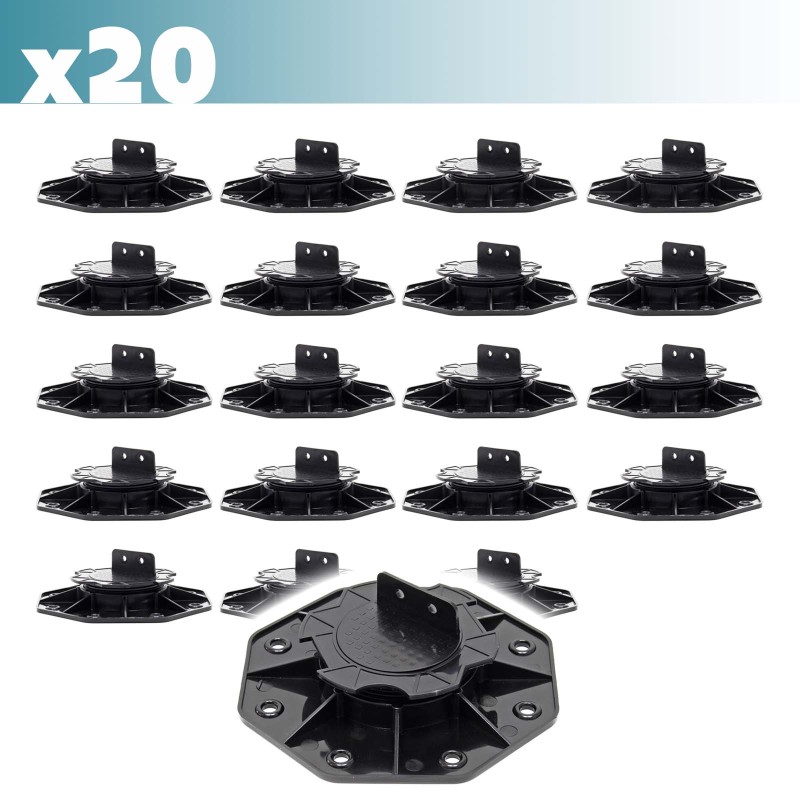 XPOtool Säädettävät terassijalat 20 kpl, 18–28 mm, 2700 kg, musta