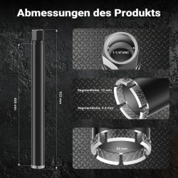 Timanttikruunapora Typ 2 (Mesh) 52 mm, 450 mm, 1¼ UNC, märkäporaus, betoni, graniitti, kivi