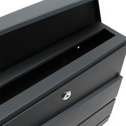 Postilaatikko V16 Antrasiitti RAL7016 370 x 105 x 370 mm, lukolla ja sanomalehtitelineellä, jauhemaalattu teräs