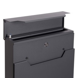 XPOtool V61 postilaatikko antrasiitti 370 x 105 x 370 mm lukittava sanomalehtitila jauhemaalattu teräs