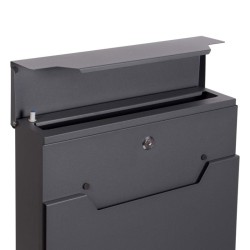 XPOtool V61 postilaatikko, antrasiitti, 370 x 105 x 370 mm, lukittava, sanomalehtitila, jauhemaalattu teräs