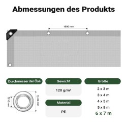 Säänkestävä suojapeite 7 x 6 m, PE 120 g/m², vihreä-harmaa, vedenpitävä ja UV-kestävä