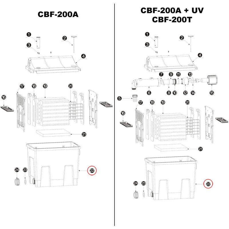 SunSun varaosa-allas biosuodattimille CBF-200, CBF-200T, CBF-200U, 8000 l