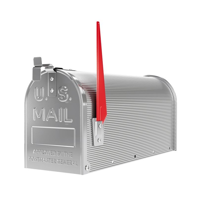 US-tyylinen postilaatikko signaalilipulla, hopeanharmaa, sinkitty teräs, 150 x 513 x 223 mm