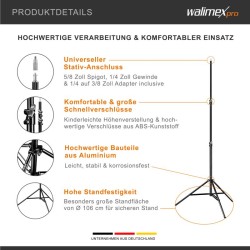 Walimex pro WT-806 valojalka, 256 cm, 6 kg, alumiini, jousivaimennus, adapteri ja kuljetuslaukku
