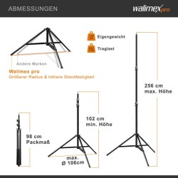 Walimex pro WT-806 valojalka, 256 cm, 6 kg, alumiini, jousivaimennus, adapteri ja kuljetuslaukku