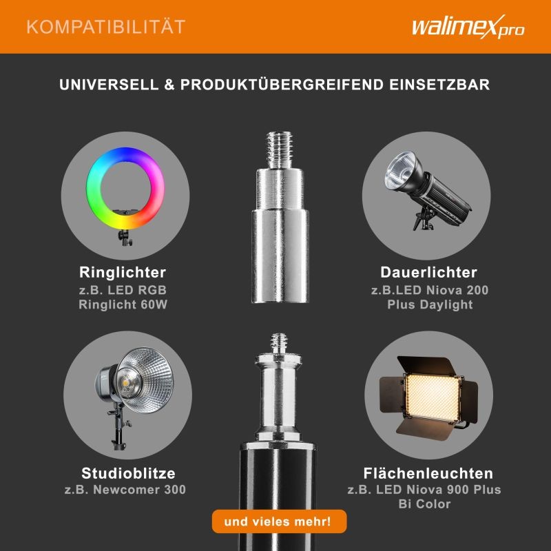 Walimex pro WT-806 valojalka, 256 cm, 6 kg, alumiini, jousivaimennus, adapteri ja kuljetuslaukku