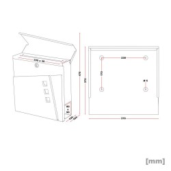 Postilaatikko Designer V24 antrasiitti 370 x 105 x 370 mm teräs lukittava sanomalehtitelineellä