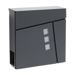 Postilaatikko Designer V24, antrasiitti, 370 x 105 x 370 mm, teräs, lukittava, sanomalehtitelineellä