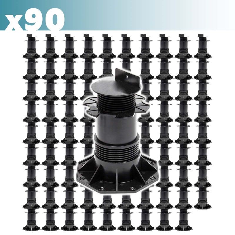 XPOtool Säädettävät terassijalat 90 kpl, 137–215 mm, 2700 kg, musta