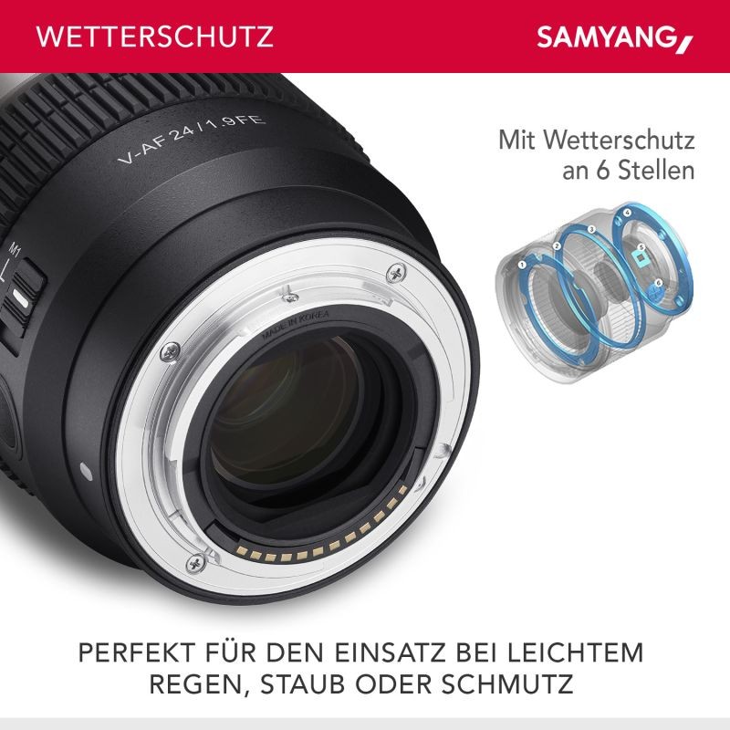 Samyang V-AF 24 mm T1,9 FE videobjektiivi Sony E, autofokus, 8K, Tally-valo, täyskenno ja APS-C