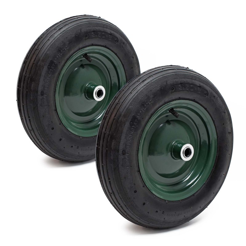 Kottikärrypyöräsarja 2 kpl, 3.50-8, 370-380 x 80-100 mm, 130 kg, metallivanne