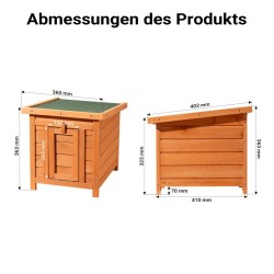 Pieneläinmökki kuusipuuta 420 x 515 x 430 mm, bitumikatto, avattava katto