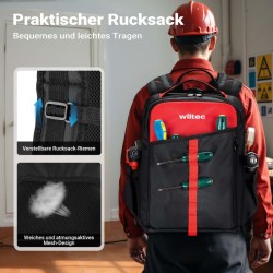 Työkalureppu 16 lokeroa, 33 x 20 x 43 cm, 30 kg kantavuus, 1680D polyesteri
