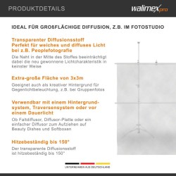 Walimex valonhajotinkangas 300x300 cm valkoinen