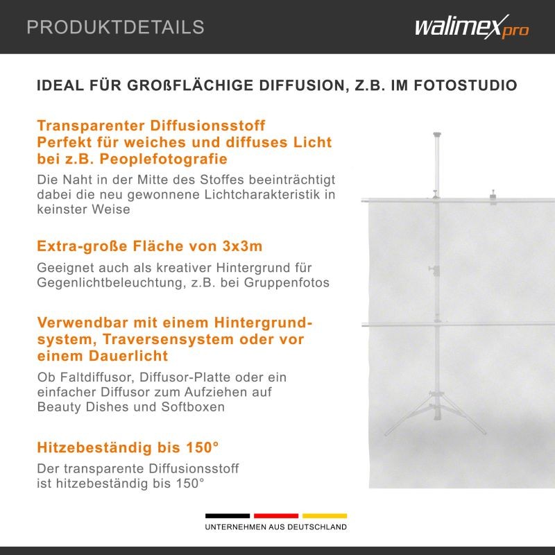 Walimex valonhajotinkangas 300x300 cm valkoinen
