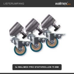 Walimex pro Stativrollen Pro jalustapyöräsarja 3 kpl 75 mm musta sopii jalanjalalle 22 25 mm