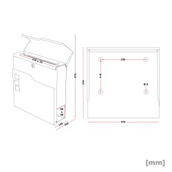 Seinäpostilaatikko V20 antrasiitti ja ruostumaton teräs 370 x 105 x 370 mm lukittava sanomalehtiteline