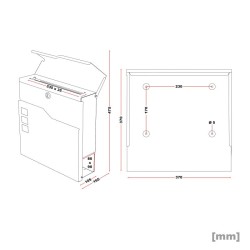 Seinäpostilaatikko V20 antrasiitti ja ruostumaton teräs 370 x 105 x 370 mm, lukittava, sanomalehtiteline