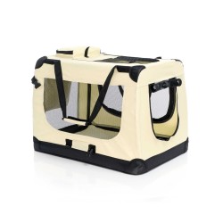 Fudajo Taitettava kuljetuslaatikko koirille ja kissoille L 70x52x50 cm beige