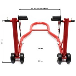 Moottoripyörän etunostin 230–290 mm, 450 kg, teräs, punainen