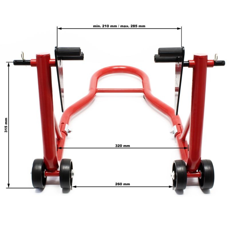 Moottoripyörän etunostin 230–290 mm, 450 kg, teräs, punainen